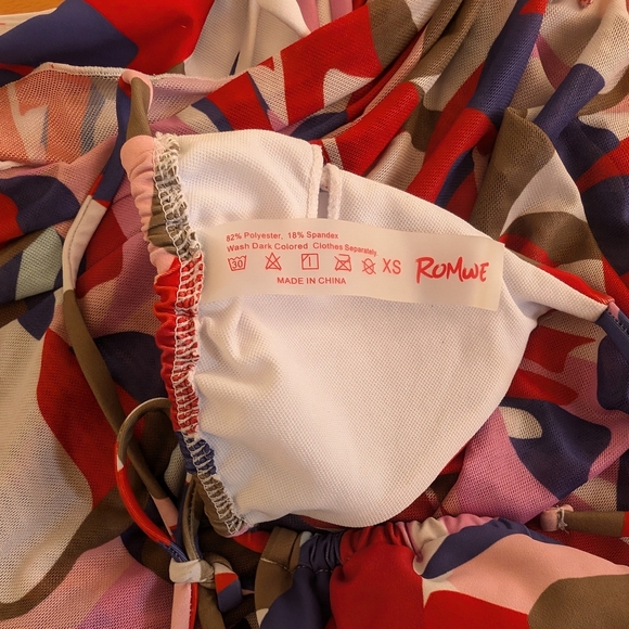 ROMWE Abstract Pattern Bikini Set 3 piece Set - Picture 6 of 6